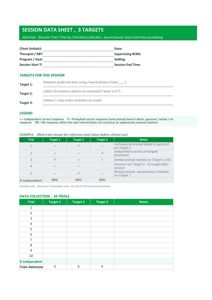 Preview: Session Data Sheets